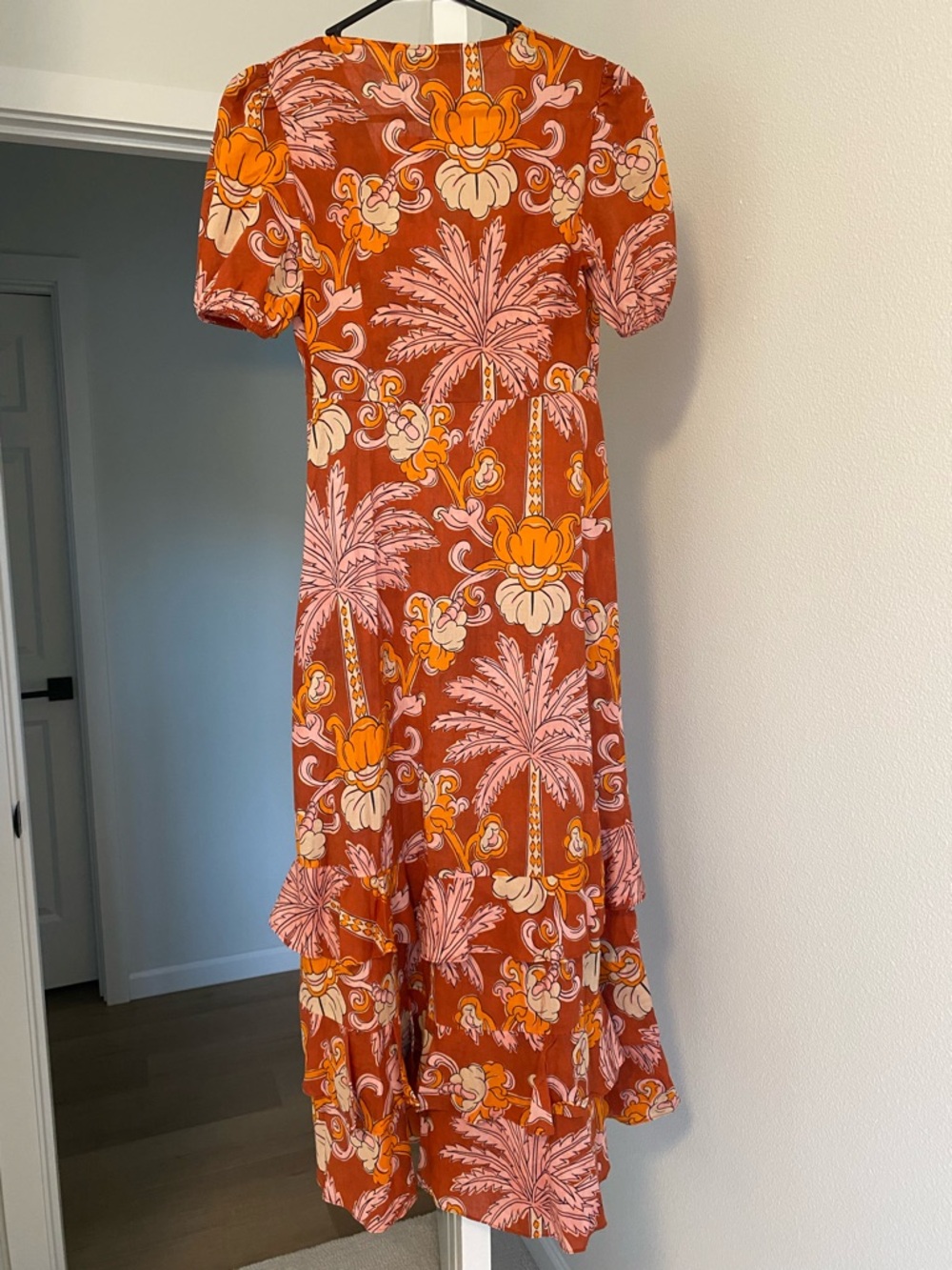 Zara 100% Cotton Printed Ruffle Dress Size XS - Picture 4 of 6